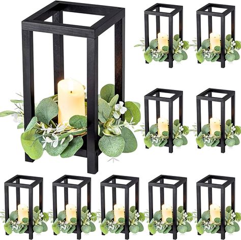 Amazon.com: Geelin 10 Pcs Wooden Candle Lantern Wedding Lantern Centerpiece Lantern Candle Holder for Table Fireplace Lantern Decorative Farmhouse Candle Lantern for Wedding Baby Shower(White, 10.59 in, 13 in) : Home & Kitchen Black White Bridal Shower Table, Eucalyptus Garland Centerpiece Candles, Round Table Centerpieces Wedding Simple Candle Holders, Simple Lantern Centerpieces Metal, Mason Jar Centerpieces For Weddings Candle Holders, Candle Holder Entry Table, Styling A Table With Hand Panted Candles Holders For A Event, Weddi G Gift Table, Wedding Rustic Candles