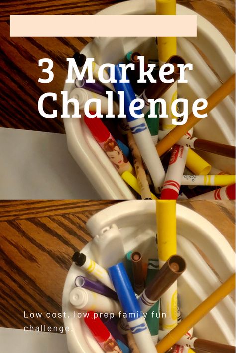 3 Color Challenge Drawing, Boys And Girls Club Activities, 3 Marker Challenge Drawings, Three Marker Challenge, 3 Marker Challenge, May Crafts, Family Challenge, Friend Things, Ready Set Go