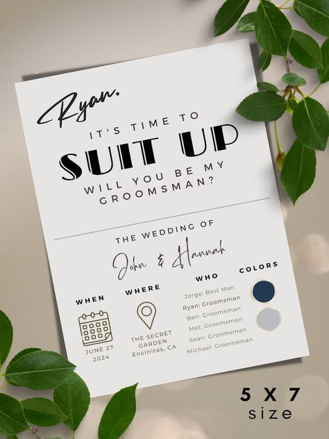 Groomsmen Info Card, Suit Up Groomsmen Proposal, Groomsman Proposal, Groomsmen Colours, Groomsmen Boxes, Groomsmen Invitation, Groomsman Card, Groomsmen Proposal Gifts, Groom Wedding Attire