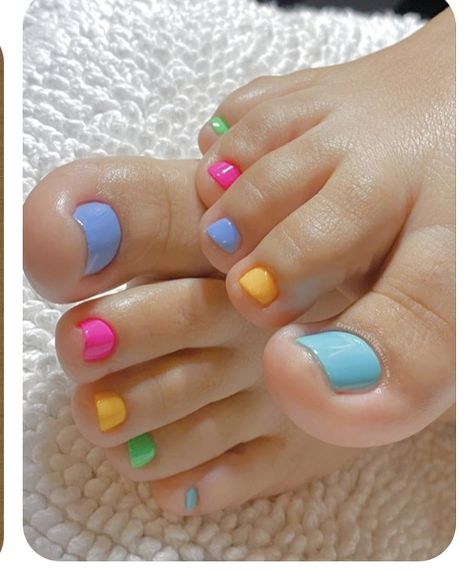 Beachy Toes Pedicures, Vacation Mani Pedi, Rainbow Pedicure, Rainbow Toe Nails, Tacky Nails, Pedicure Toenails, Beach Toe Nails, Vacay Nails, Simple Toe Nails