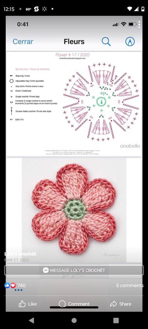 Simple Crochet Flower, Crochet Stitches Guide, Crochet Flowers Free Pattern, Crochet Cord, Mode Crochet, Simple Crochet, Crochet Stitches For Beginners, Crochet Flower Tutorial, Crochet Instructions