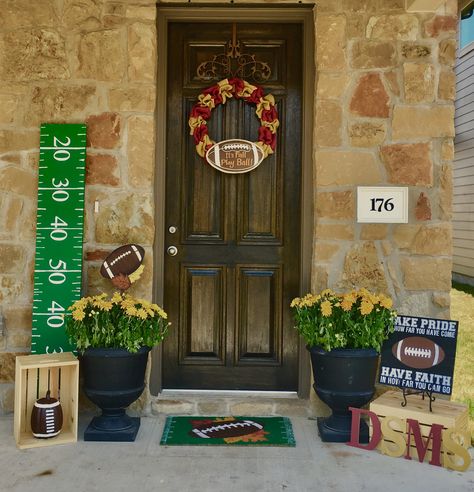 Football, Fall, Front porch, Fall Decor, Hobby Lobby, Football Wreath, Fall Decor Hobby Lobby, Porch Fall Decor, Football Crafts, Porch Decorating Ideas, Football Wreath, Football Decorations, Fall Front Porch Decor, Football Themes, Unique Fall