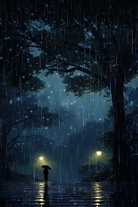 The Calm Rain ambience is a soothing and relaxing sound experience that transports you to a peaceful rainy day. The gentle sound of raindrops falling on leaves and the distant rumble of thunder create a calming atmosphere that helps you unwind and de-stress. Rain Landscape Photography, Rainy Night Illustration, Cartoon Rain, Rain Ambience, Rainy Day Wallpaper, Rain Illustration, Lofi Music, Rainy Day Aesthetic, Night Rain