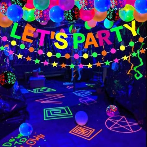 ODM 52 Pack Glow Neon Party Supplies Glow Party Decorations Neon Birthday Party Supplies Black Light Reactive Decor Set - Fluorescent Banner, Blacklight Garlands, Glow in The Dark Balloons, Luminous Tape Factory Check more at https://www.packagingeye.com/product/odm-52-pack-glow-neon-party-supplies-glow-party-decorations-neon-birthday-party-supplies-black-light-reactive-decor-set-fluorescent-banner-blacklight-garlands-glow-in-the-dark-balloons-luminous-t Glow In The Dark Balloons, Glow Neon Party, Glow Party Decorations, Neon Party Supplies, Twelfth Birthday, Neon Birthday Party, Neon Birthday, Glow Birthday, Dark Party