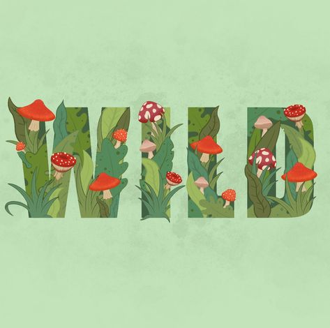 Going to start posting more of the doodles I did during lockdown - letting my creativity grow #wild see what I'm up to on Insta @bry_graphicdesign 🌱🍄  #handdrawn #sketchedtypography #typography #lettering #letteringart #illustration #mushrooms #mushroomart #designedbybry Moss Illustration Art, Nature Lettering Typography, Nature Typography Poster, Nature Typography Design, Mushroom Lettering, Mushroom Typography, Mushroom Letters, Forest Typography, Grow Typography