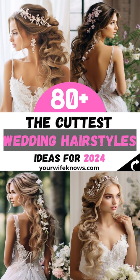 83 Insanely Luxurious Wedding Hairstyles for 2024 Side Up Wedding Hairstyles, Low Updos For Long Hair Wedding, Big Wedding Hairstyles, Boho Side Braid Wedding Hair, Wedding Hairstyles For Long Brown Hair, 2024 Bride Hair, Wedding Hairstyles 2024, Hair Styles For Wedding Bride, Wedding Hairstyles For Bride Half Up