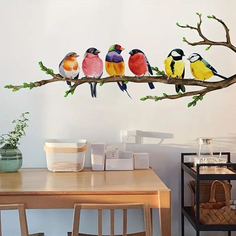 Creative Wall Sticker Colorful Birds Standing Branch Pattern - Temu Bird Bedroom, Shabby Chic Printables, Bird Room, Bathroom Wall Stickers, Adhesive Wall Art, Wall Decor Decals, Wall Stickers Bedroom, Kids Wall Decals, Creative Wall