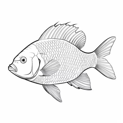 Dessin Au Trait Détaillé De Poisson Sur L'illustration Vectorielle De Fond Blanc | Photo Premium Fish Line Drawing, Fish Outline, Premium Photo, Line Drawing, Fish, Sculpture, Embroidery, Drawings, Quick Saves