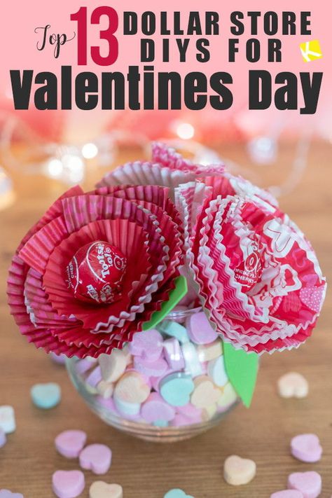 Valentine's day DIY gifts can be beautiful and inexpensive to make when you use items found at the dollar store! Give your valentine a homemade gift that was cheap to make but made with love. #valentinesday #gifts #diy Dollar Store Diys, Valentines Ideas For Him, Homemade Valentines Gift, Valentine Centerpieces, Christian Valentines, Easy Valentine Crafts, Valentines Gift Bags, Homemade Valentines, Diy Valentines Crafts