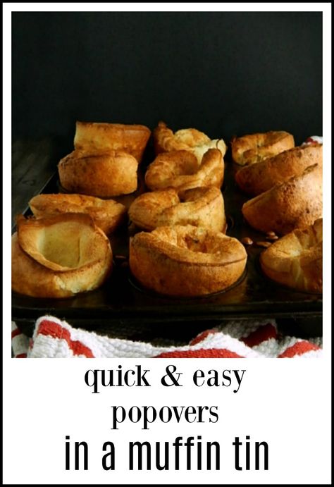 Easy Popovers In Muffin Tin, Popovers Recipes Muffin Tins, Muffin Popovers, Popovers Recipes Easy, Breakfast Popovers, Easy Popover Recipe, Popovers Recipes, Pop Overs, Easy Popovers