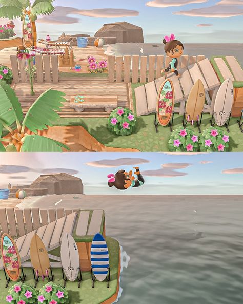 Splash 💦 Hightide’s dive spot 🏄‍♀️ Thank you @acnhtreasureisland Animal crossing new horizons ACNH Nintendo switch wholesome gaming cozy design beach town tropical cottagecore island idea inspiration aesthetic cosy decor build inspo game photography cute villagers small town vibes happy friendship towncore surf summer #acnh #crossingcreations #animalcrossing # nookspiration #wholesomegames #acnhkidcore #acnhtropicalisland #nintendoswitch #acnhinspo #acnhisland #acnhidea #animalcrossingne... Animal Crossing Island Decoration, Beach Inspo Animal Crossing, Beach Inspo Acnh, Acnh Beach Bonfire, Animal Crossing Design Inspiration, Acnh Island Design Ideas Cottagecore, Animal Crossing Island Decor, Beach Path Animal Crossing, Beach Design Acnh