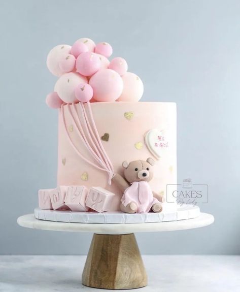 Baby Shower Cake Ideas, Bear Baby Shower Cake, Pink Baby Shower Cake, Pastel Baby Shower, Baby First Birthday Cake, Cakes Inspiration, Idee Babyshower, Baby Shower Cakes Girl, Baby Shower Theme Decorations