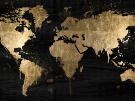 Gold Canvas Art, Gold And Black Wallpaper, Gold World Map, Black And Gold Aesthetic, Gold Home Accessories, Gold Home Decor, Gold Canvas, Gold Wall Art, Gold Aesthetic