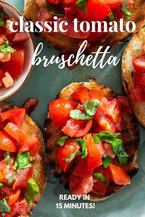 Bruschetta Ideas, Bruschetta Recipes, Classic Bruschetta, Easy Bruschetta Recipe, Homemade Bruschetta, Italian Appetizer, Easy Bruschetta, Tomato Bruschetta, Bruschetta Recipe