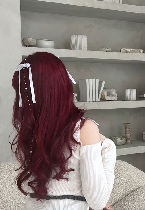 Bright Red Hair Dye, Make Up Color, Cherry Red Hair, Wine Red Hair, Red Hair Inspo, Wine Hair, Cherry Hair, Bright Red Hair, Pretty Hair Color