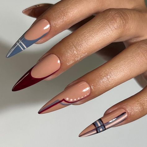 Plaid Nails, Nails Classy, Stiletto Nails Designs, Best Nail Art Designs, Bright Nails, Fall Nail Art, Fall Nail Colors, Fall Nail Designs, Fancy Nails