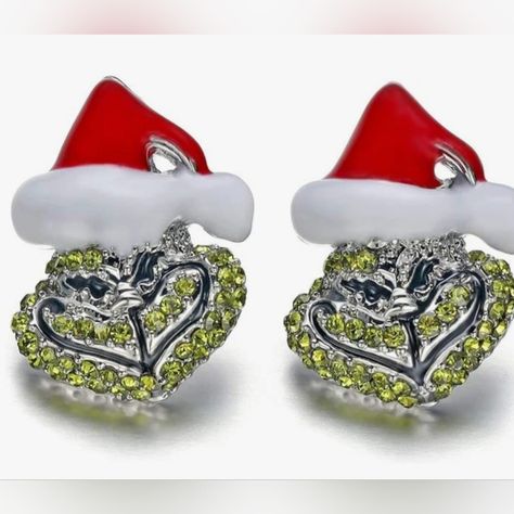 Grinch Earrings Full Rhinestones. Metal Hypoallergenic Grinch Earrings, Cartoon Jewelry, Grinch Santa, Tory Burch Earrings, Teardrop Dangle Earrings, Glitter Earrings, Stud Jewelry, Holiday Earring, Skull Earrings