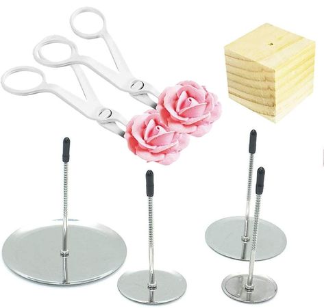 Cake Flower Nail Lifters Set - Stainless-Steel Baking Tools,6 Pcs,Icing Flowers Decoration Cake Decorating Flowers, Nail Holder, How To Make Icing, Icing Flowers, Cake Flower, Wood Cake, Flowers Decoration, Steel Flowers, Flower Nail