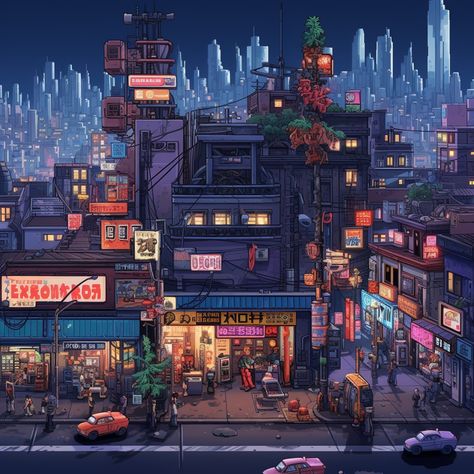 Cyberpunk City Scape, Cyberpunk School, Lofi City, Cyberpunk Setting, Neon Cyberpunk Aesthetic, Cyberpunk House, Cyberpunk Concept Art, Neon Cyberpunk, Pixel Art Landscape