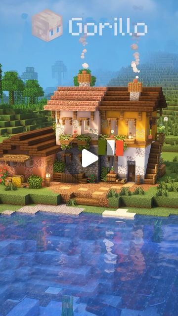 Gorillo on Instagram: "2-Player Italian House🇮🇹

Follow for more videos like this!

Shaders: Complementary
Texture: Jerm’s Better Leaves
——————————————————————————
#minecraft #minecraftbuilds #minecraftinspiration #minecrafttutorial #minecraftideas" Italian Village Minecraft, Italian Minecraft House, Minecraft Italian, Minecraft Lake House, Minecraft Medieval Village, Minecraft Medieval, Italian House, Italian Village, Tuscan Villa