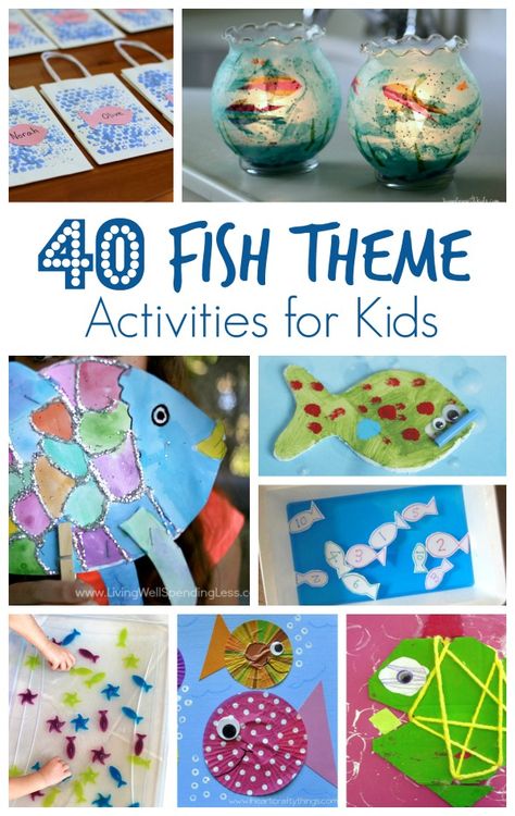 40 Fish Theme Activities for Kids...great for preschoolers and kindergarteners! Ocean Activities Kids, Ocean Activities For Kids, Under The Sea Crafts, Fish Activities, Jellyfish Craft, Family Projects, Ocean Activities, Sea Crafts, Under The Sea Theme