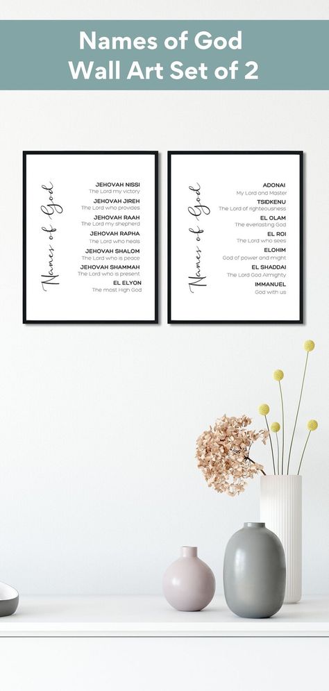 Names of God Set of 2 Wall Art Scripture Poster Living Room Decor Typography Christian Wall Print Minimalist Bible Verse Poster Church Decor - Etsy Canada Christian Tips, Posters Diy, Verse Poster, Bible Verse Wall Decor, Modern Christian Art, Poster Living Room, Bible Verse Posters, Set Of 2 Wall Art, Paint Color Inspiration