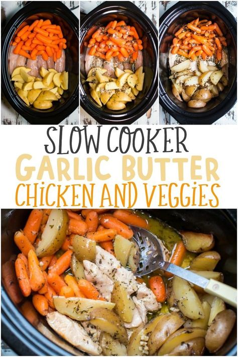 Garlic Butter Chicken And Veggies, Slow Cooker Garlic Butter Chicken, Magical Slow Cooker, Wallpaper Food, The Magical Slow Cooker, Chicken And Veggies, Meals Easy, Garlic Butter Chicken, Crockpot Dishes