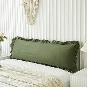 Olive Green Body Pillow Cover 20x54inches Long Pillowcase Ruffled Pillowcases Shabby Chic Ruffled Fringe Decor Body Ruffled Pillow Sham Cute Pillowcase (1 Body, Olive Green) Fringe Decor, Green Room Decor, Green Bedroom Decor, Linen Comforter, Sage Green Bedroom, Shabby Chic Pillows, Ruffle Pillow, Body Pillow Cover, Ruffle Bedding