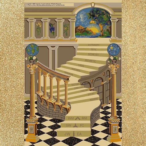 www.midnightfreemasons.org #freemasons #freemasonry #masonic #smib #widowson #f&am #af&am #scottishrite #yorkrite #pha #princehall #shriners Freemasonry Art, Masonic Tattoos, Stairs Art, Stair Art, Masonic Art, Magic Nature, Masonic Freemason, Winding Staircase, Masonic Temple