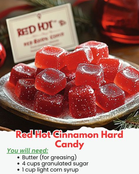 Homemade Recipes | 🍬🎁 Red Hot Cinnamon Hard Candy ❤️🔥 | Facebook Red Hot Cinnamon Hard Candy, Cinnamon Hard Candy Recipe, Cinnamon Rock Candy, Cinnamon Candy Hard, Lorann Hard Candy Recipe, Old Fashioned Candy Recipes, Cinnamon Hard Candy, Old Fashioned Christmas Candy, Jolly Rancher Hard Candy