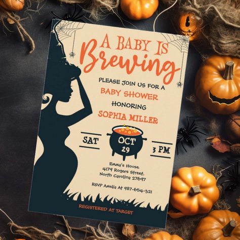 A Baby Is Brewing Halloween Witch Baby Shower Invitation - tap, personalize, buy right now! #Invitation #halloween #baby #shower, #shower #invite, Baby Shower Invites Boy, A Baby Is Brewing Halloween, Halloween Baby Shower Invitations, Cauldron Witch, Little Boo Is Almost Due, Gender Neutral Invitations, Baby Shower Party Invitations, Halloween Baby Shower Theme, A Baby Is Brewing