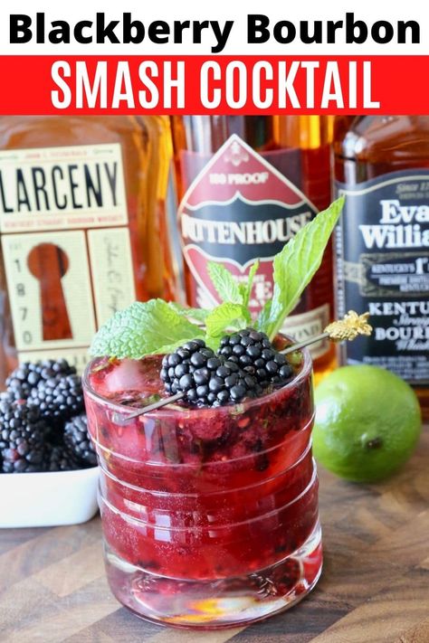 Learn how to make a Blackberry Smash Cocktail. Our easy summer drink recipe features bourbon whiskey, lime, mint, blackberries, simple syrup and splash of soda. Blackberry Smash Cocktail, Simple Syrup Drinks, Blackberry Smash, Whiskey Cocktails Easy, Blackberry Whiskey, Blackberry Bourbon, Blackberry Cocktail, Summer Drink Recipe, Whiskey Sour Recipe