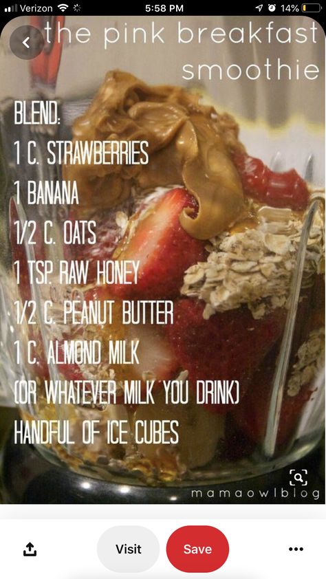 Strawberry Oatmeal Smoothie, Peanutbutter Smoothie Recipes, Oats Smoothie Recipes, Banana Oat Smoothie, Banana Oatmeal Smoothie, Anti Inflammation Recipes, Smoothie Recipes Strawberry, Healthy Eating Breakfast, Oat Smoothie