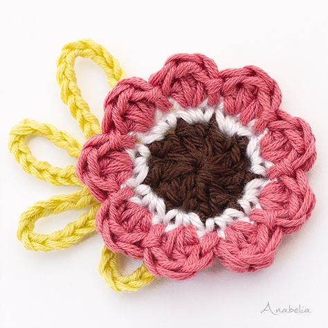 Anemone Crochet, Crochet Flamingo, Crochet Flower Scarf, Crochet Flower Blanket, Crochet Appliques, Crochet Flowers Easy, Keychain Crochet, Design Crochet, Crocheted Flowers