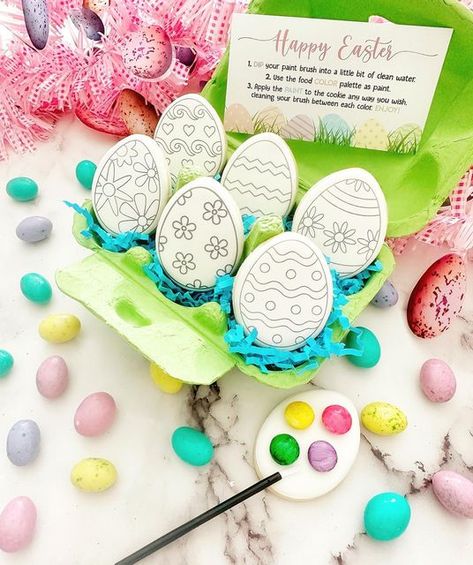 Pretty Little Bakers on Instagram: "Sooooo excited to announce we’re offering our first ever paint-your-own Easter eggs kit! Omg omg omg these little babies are just too precious for words! Each PYO kit includes 6 mini pre-decorated egg cookies with fun designs, a 4-color paint palette (on a flooded cookie!), a mini paintbrush, instructions, and the cutest mini egg carton to display your finished masterpieces! Like our Easter DIY cookie kit, we’ll be baking/shipping out all PYO kits the week of Easter Diy Cookie Kits, Paint Your Own Easter Cookies, Easter Pyo Cookies, Easter Cookie Kits, Cookie Display Ideas, Easter Egg Cookies Decorated, Diy Cookie Kit, Paint Your Own Cookies, Pyo Cookies