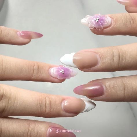 gel x french tips purple nails flower French Tips Purple, Purple Nails Flower, Nails Flower, French Tips, Purple Nails, Flower Nails, Lavender, In This Moment, Nails