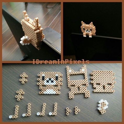 Easy 3d Hama Beads, Hama Bead 3d Pattern, Pearl Beads Pattern 3d, Perler Beads Ideas Easy Cute Animals, Peeler Bead 3d Patterns, Pearler Bead Design 3d, Medium Perler Bead Patterns, Perler Beads Ideas 3d Patterns, 3d Melty Beads Patterns