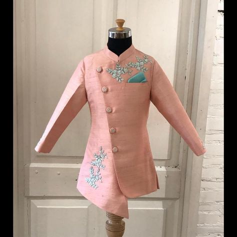 Peach colour designer indowestern sherwani for kid, boys. . To inquire whatsapp  91-8888328116 or ethnicdia@gmail.com Peach Colour Kurta For Men, Wedding Dress For Boys Kids, Kids Sherwani Boys, Sherwani For Boys, Kids Sherwani, Kurtas For Men, Indowestern Sherwani, Kids Indian Wear, Kids Wear Boys