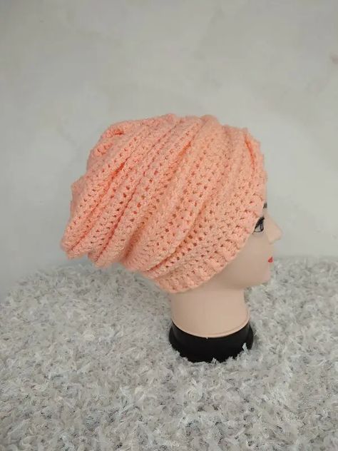 gather. Crochet Wig Pattern, Crochet Slouchy Hat Free Pattern, Turban Pattern, Simple Crochet Stitches, Crochet Turban, Crochet Baby Bonnet, Crochet Wig, Crochet Slouchy Hat, Back Post Double Crochet