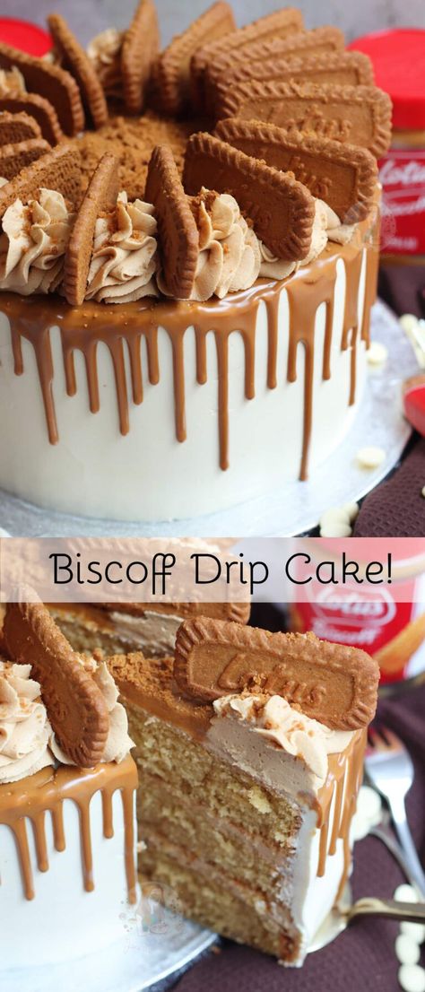 Biscoff Drip Cake! - Jane's Patisserie Biscoff Buttercream, Biscoff Cake, Janes Patisserie, Tall Cakes, Smooth Cake, White Chocolate Ganache, Easy Cheesecake Recipes, Chocolate Cookie Recipes, Drip Cake