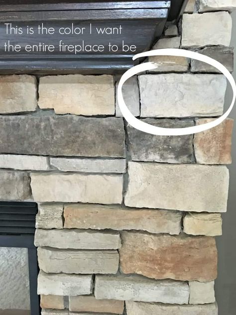 Paint A Stone Fireplace, Whitewash Stone Fireplace, Stone Fireplace Living Room, Fireplace Paint, Faux Stone Fireplaces, Painted Stone Fireplace, Stone Fireplace Makeover, Paint Stone, Fireplace Living Room