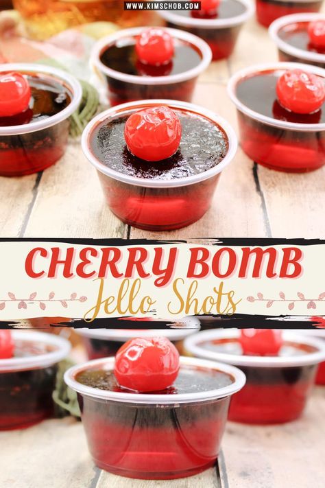 Cherry Cola Jello Shots, Bomb Pop Jello Shots Recipes, Strawberry Jell-o Shots, Jell O Shots Recipe Vodka, Black Cherry Jello Shots, Cherry Coke Jello Shots, Jell-o Shots, Recipes With Strawberry, Cherry Bomb Shot