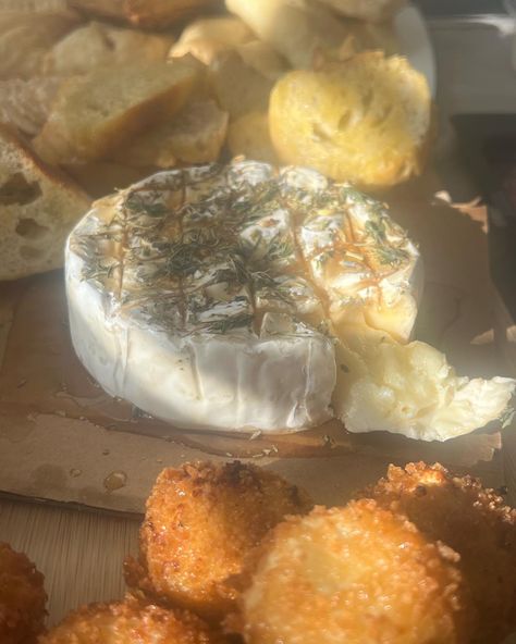 Brie Aesthetic, Baked Brie With Honey, Brie With Honey, Baked Brie, Brie, Camembert Cheese, Provence, Honey, Herbs