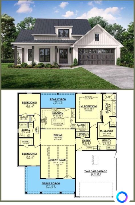 Porch Floor Plan, American House Design, Luxury Bungalow, Cozy Aesthetics, Red Long Skirt, Dream House Design, Porch Floor, Open Concept Layout, Modern Farmhouse Living