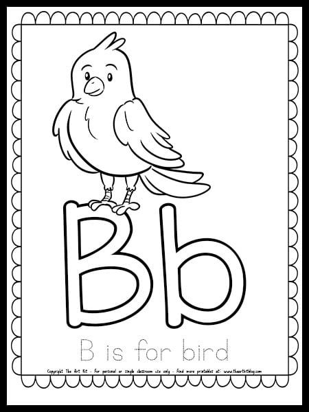 Letter B Activities For Preschool, Letter B Song, B Is For Bird, Bird Coloring Page, Letter A Coloring Pages, Letter B Worksheets, Bird Coloring, Cute Letter, Abc Coloring Pages