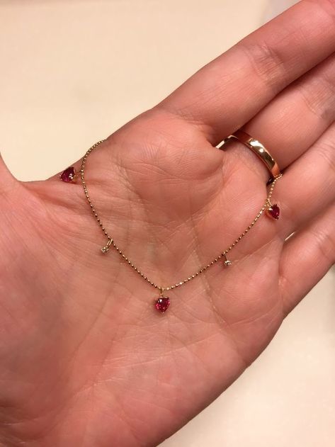 Aesthetic Diamond Bracelet, Ruby Jewelry Bracelets, Simple Neck Piece, Ruby Bracelet Gold, Jewellery Ruby, Silver Anklets Designs, Ruby Jewelry Necklaces, Small Earrings Gold, Gold Bracelet Simple