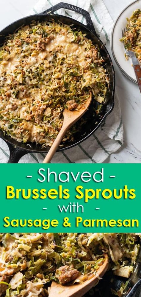 Veggie Keto, Recipe With Sausage, Shaved Brussel Sprouts, Sausage Parmesan, Sausage Dinner, Chorizo Recipes, Sprouts Recipe, Shredded Brussel Sprouts, Diet Breakfast Recipes