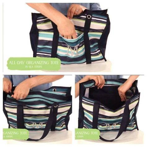 All-Day Organizing Tote in Sea Stripe *New Fall 2014* Thirty-One  https://www.mythirtyone.com/courtney Thirty One Fall, Thirty One Organization, Thirty One Business, Thirty One Consultant, 31 Bags, 31 Gifts, Black Velvet Blazer, Tote Organization, Striped Bags