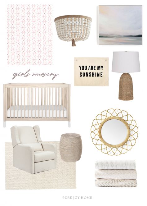 Coastal Nursery Girl, Nursery Mood Board, Pure Joy Home, Coastal Nursery, Noise Machine, White Noise Machine, Nursery Room Inspiration, Nursery Chair, Beautiful Nursery