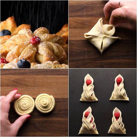 Four simple folds for fabulous puff pastry creations 🥐☕️😋 | Get recipes directly to your inbox: snip.ly/bftb26 Four simple folds for fabulous puff pastry creations 🥐☕️😋 Shop all the recipes here:... | By So Yummy Cream Puff Swans Recipe, Puff Pastry Recipe, Christmas Cookie Recipes Holiday, Pastry Appetizer, Homemade Pie Crust Recipe, Pastry Design, Pastry Recipe, Bread Art, Homemade Pie Crusts